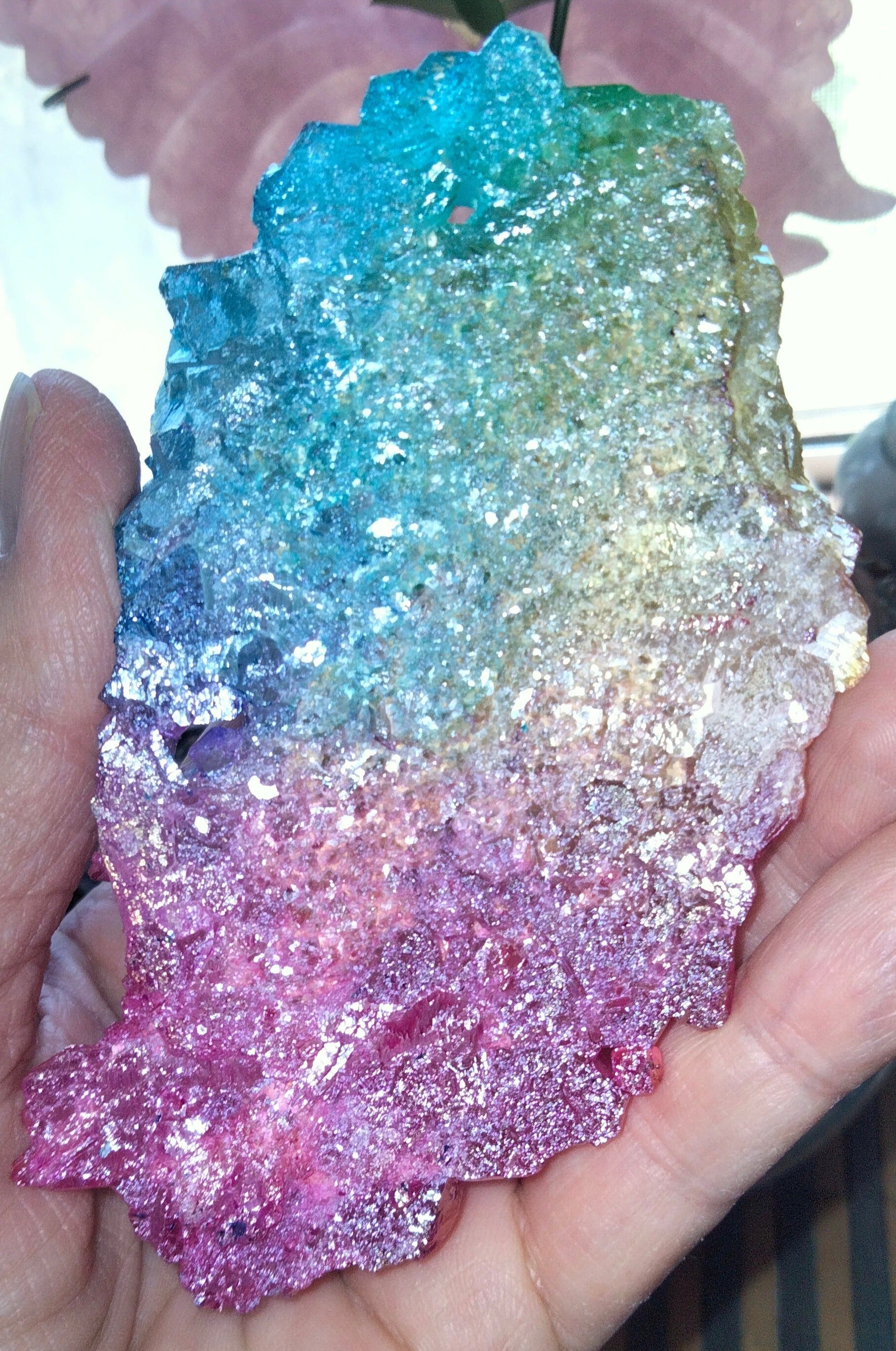 aqua aura quartz cluster high grade