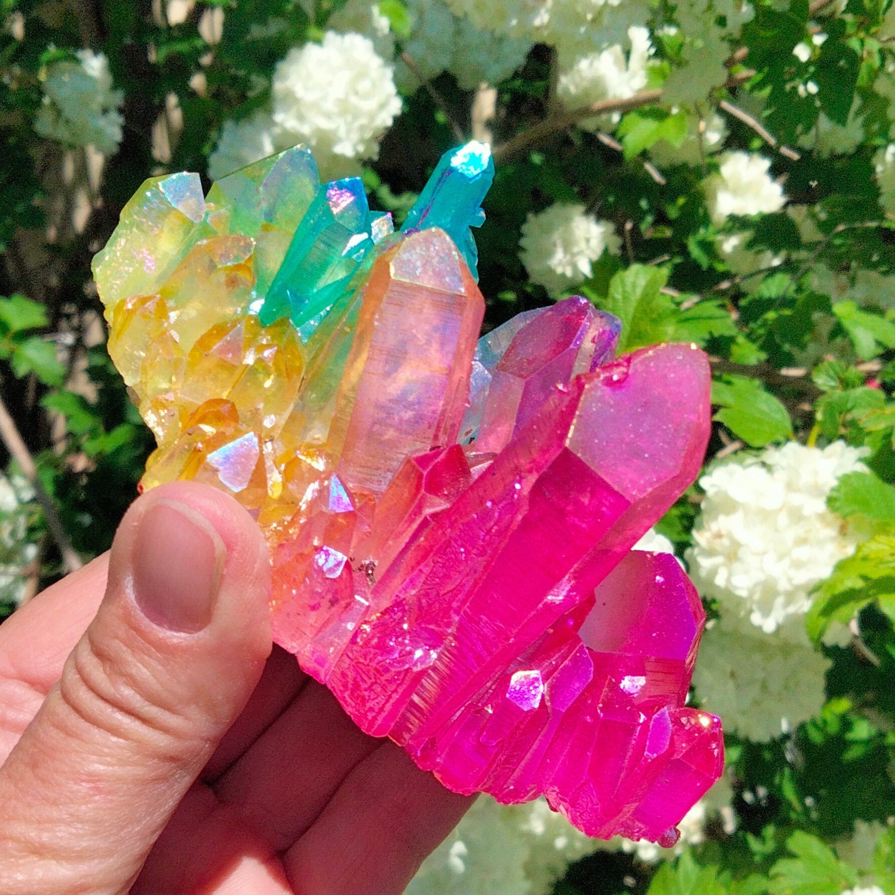 aqua aura quartz cluster high grade