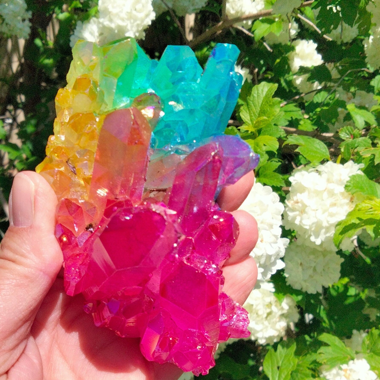 aqua aura quartz cluster high grade