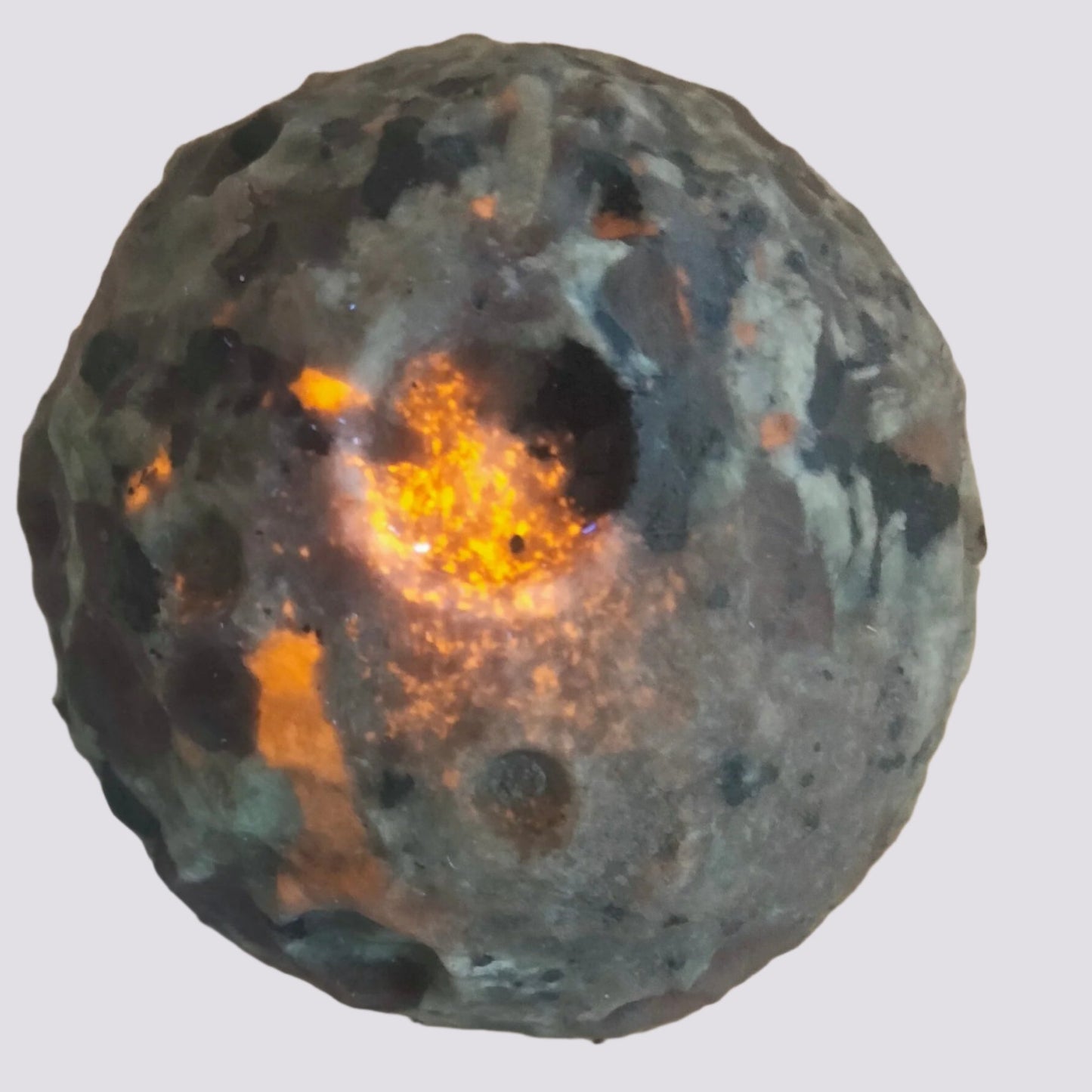 Yooperlite Ultra-Violet Bright Orange Reactive Full Moon. Small