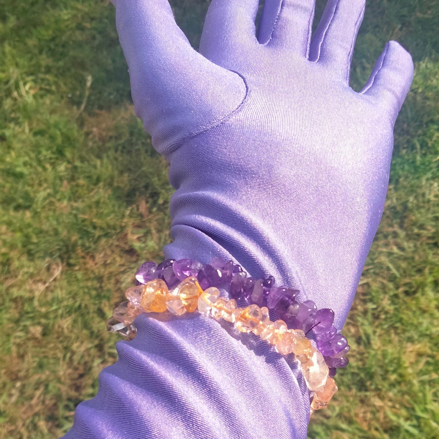 💜Amethyst & Citrine Raw Crystal Bracelets💛 set of 2. one size fits all.