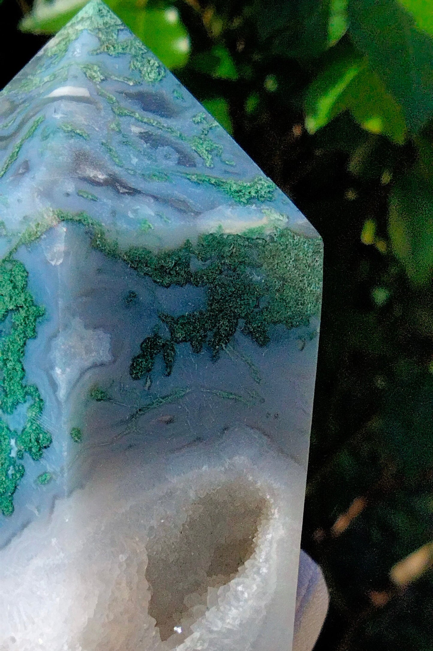 🌿✨Stunning Blue Moss Agate Wand. The Stone of New Beginnings! ✨🌿N.2