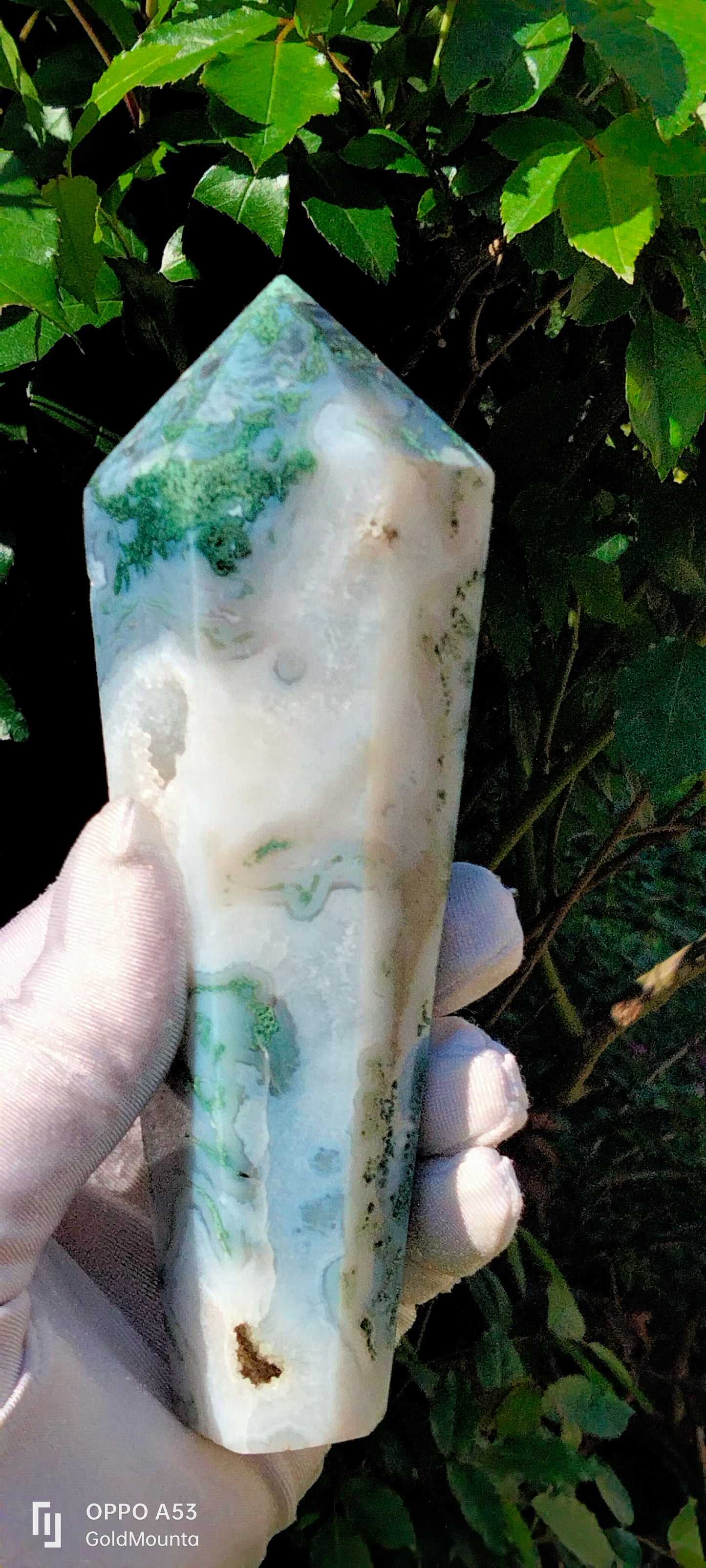 🌿✨Stunning Blue Moss Agate Wand. The Stone of New Beginnings! ✨🌿N.2