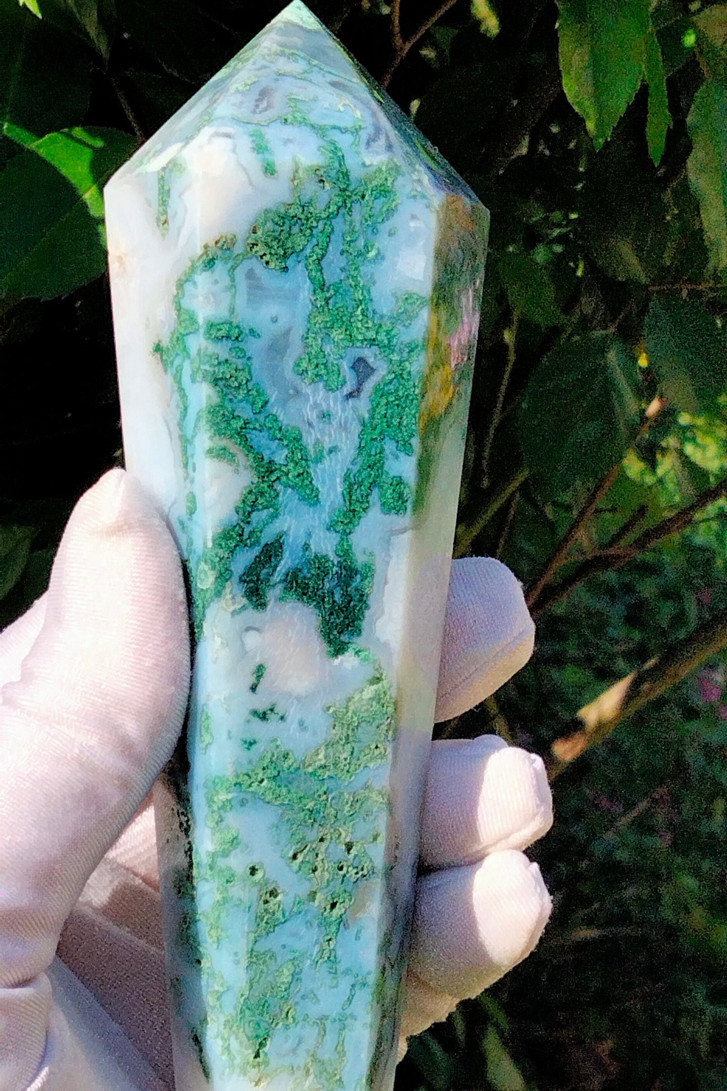 🌿✨Stunning Blue Moss Agate Wand. The Stone of New Beginnings! ✨🌿N.2