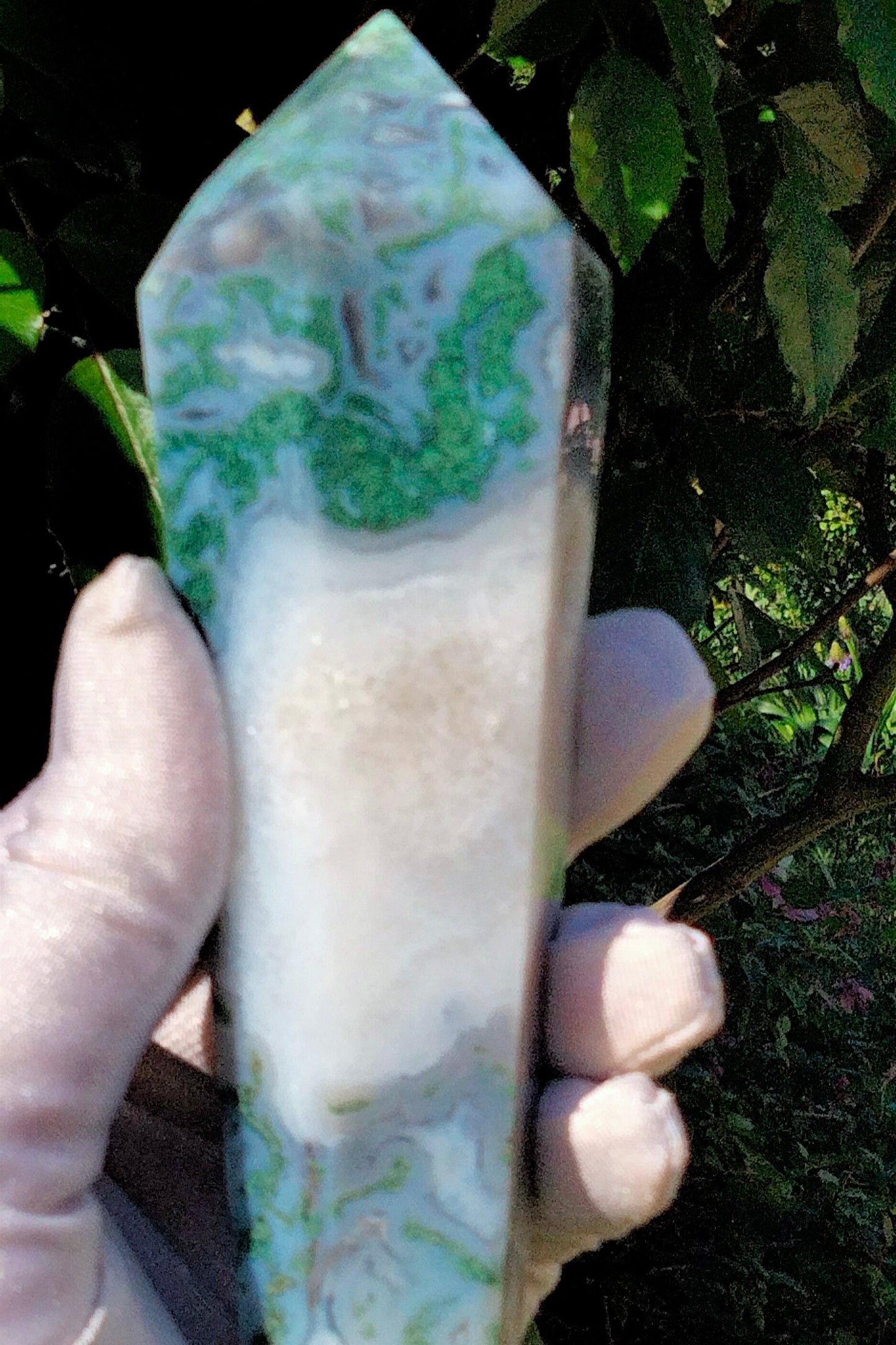 🌿✨Stunning Blue Moss Agate Wand. The Stone of New Beginnings! ✨🌿N.2