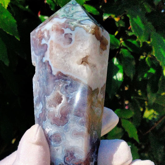 🌿✨ Moss Agate wand Stunning colours and Vugs. The Stone of New Beginnings! ✨🌿N.3