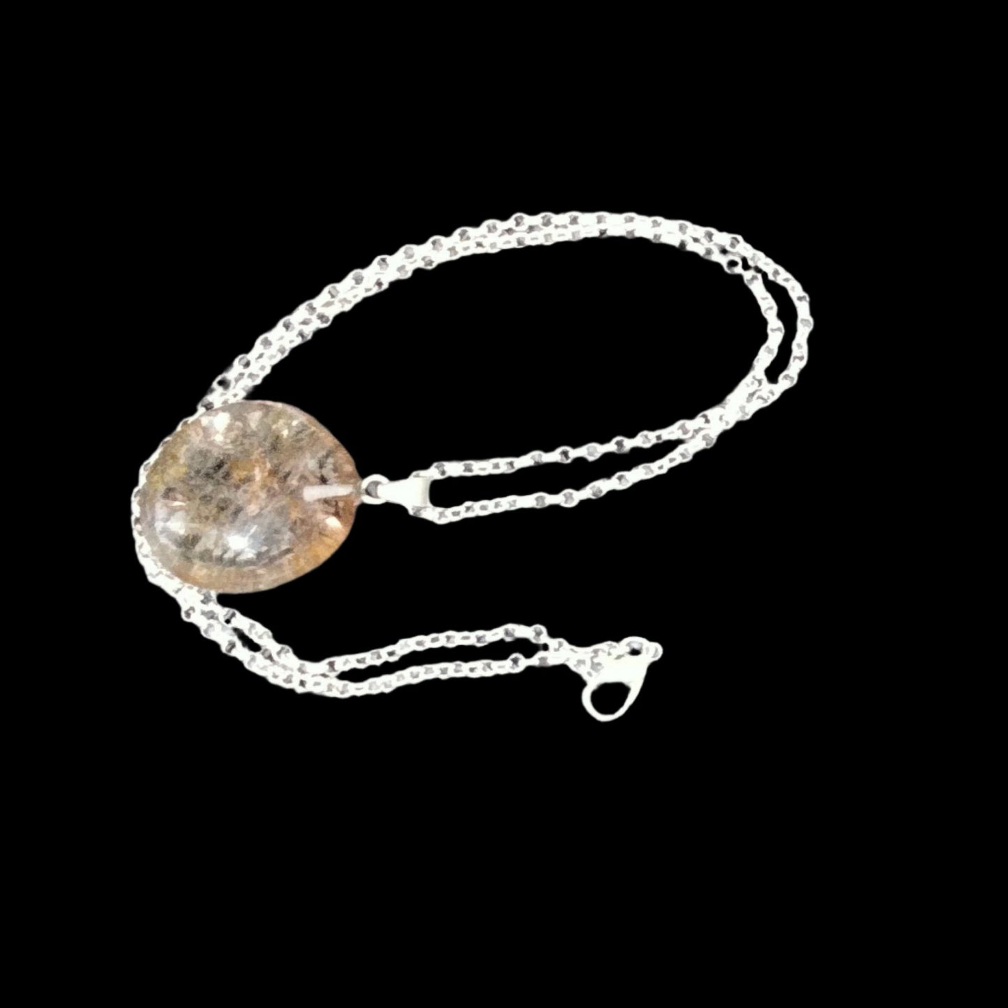 ✨ Clear Quartz Pendant with Gold Titanium Rutile ✨FREE 925 Sterling Silver Chain