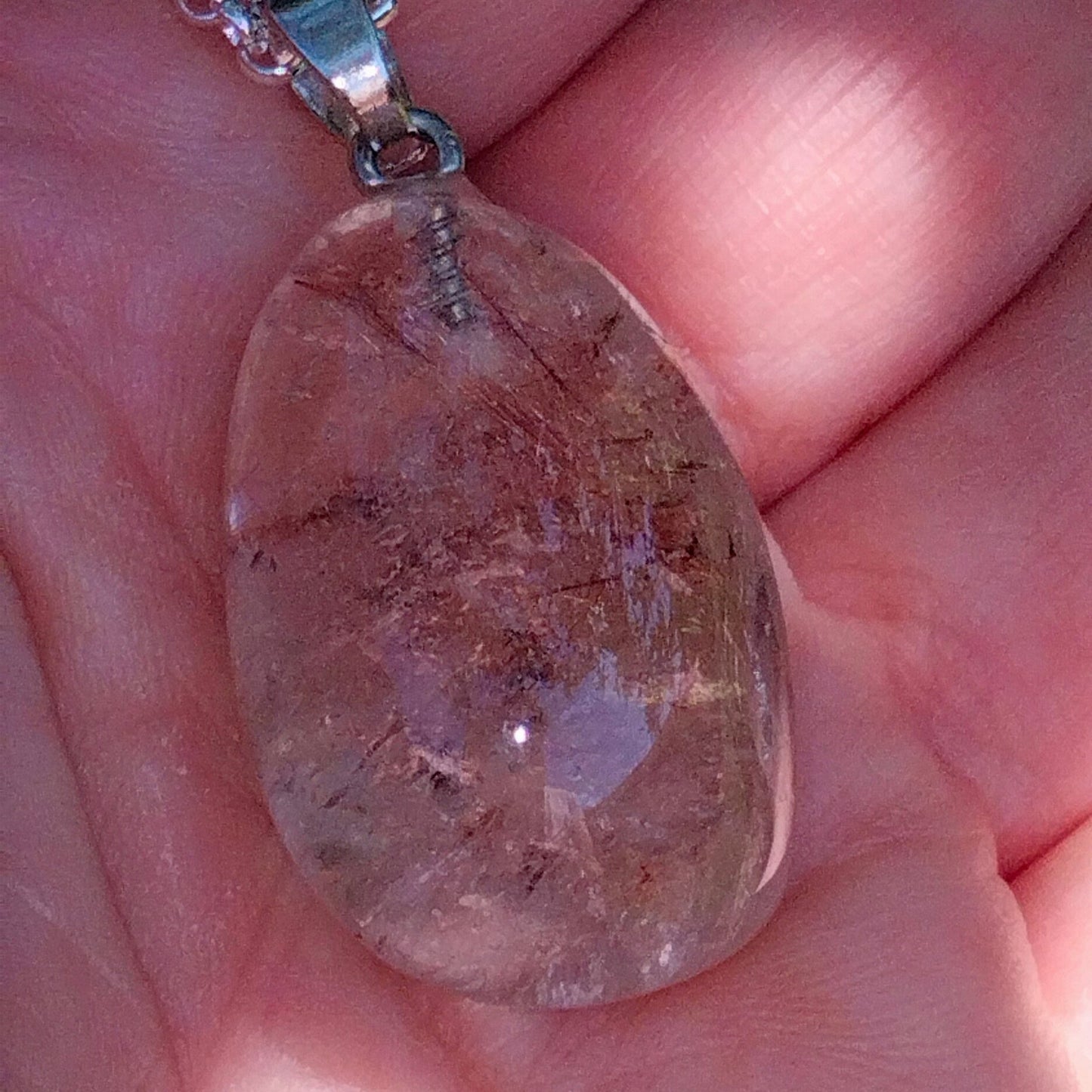 🔥 Rutile Fire Quartz Pendant with FREE 925 Sterling Silver Chain! 🔥