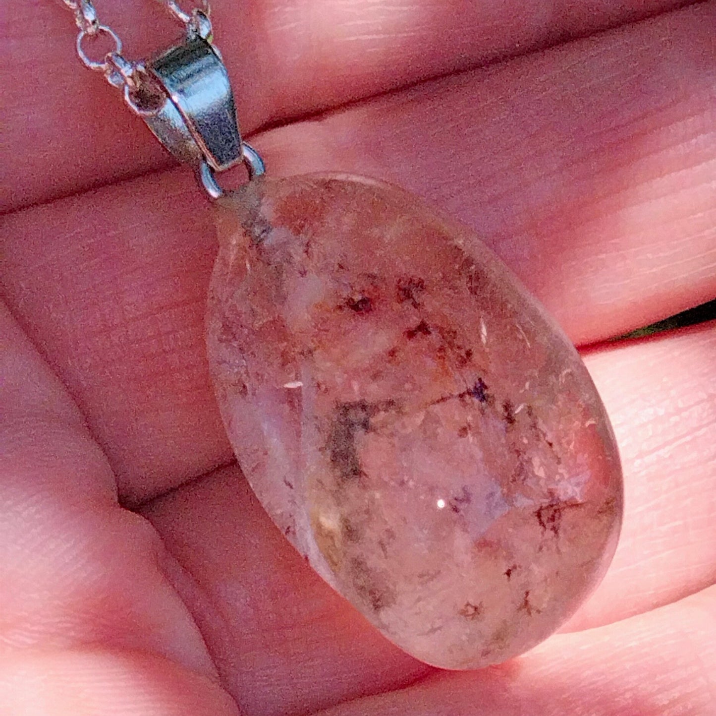 🔥 Rutile Fire Quartz Pendant with FREE 925 Sterling Silver Chain! 🔥