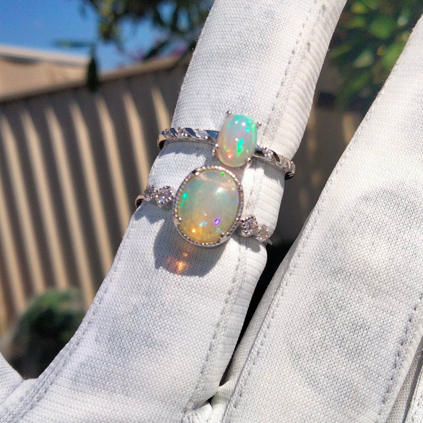 BEST SELLER ✨Last Set of TWO, 925 Sterling Silver Ethiopian Opal Dress Rings💍 – Adjustable Bands