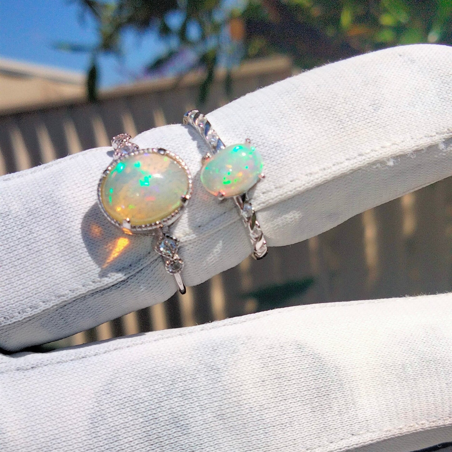 BEST SELLER ✨Last Set of TWO, 925 Sterling Silver Ethiopian Opal Dress Rings💍 – Adjustable Bands