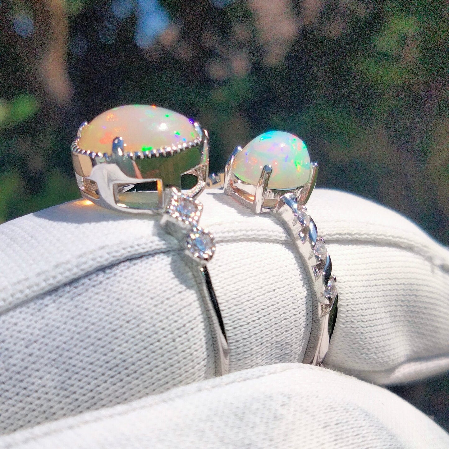 BEST SELLER ✨Last Set of TWO, 925 Sterling Silver Ethiopian Opal Dress Rings💍 – Adjustable Bands