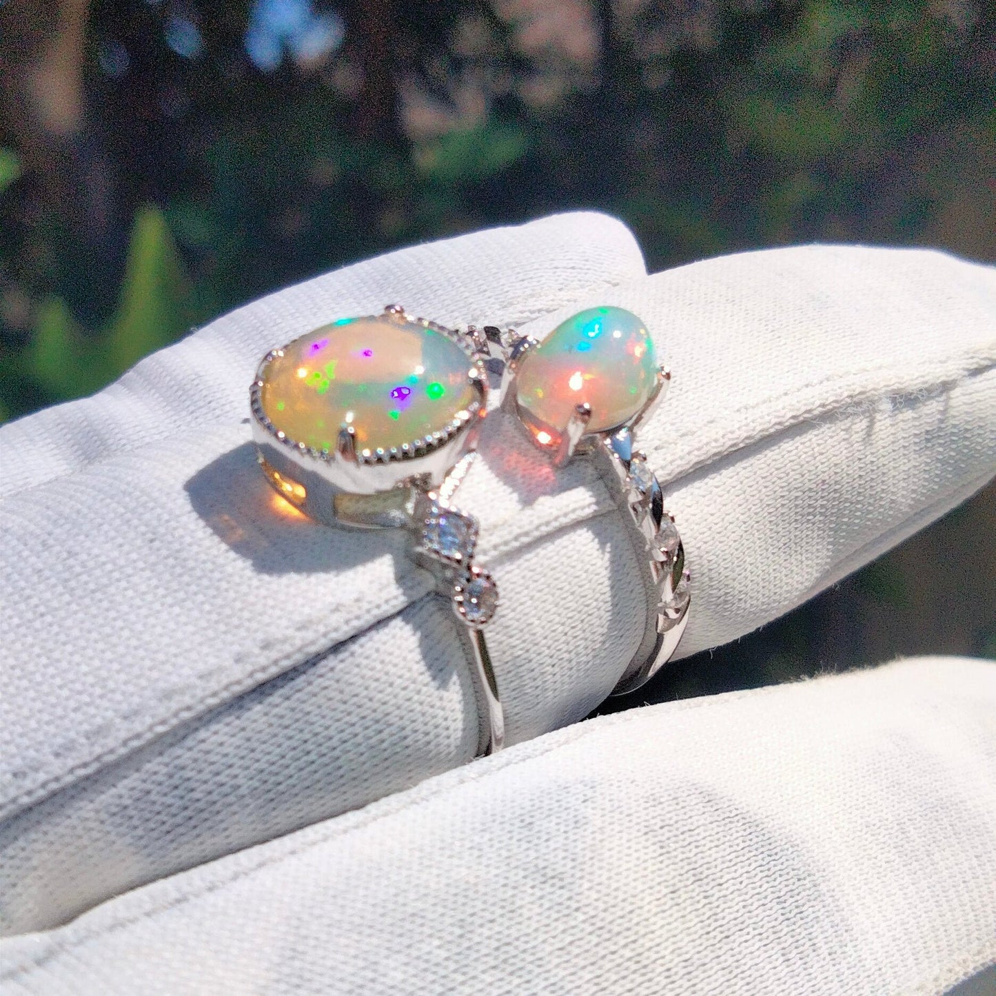 BEST SELLER ✨Last Set of TWO, 925 Sterling Silver Ethiopian Opal Dress Rings💍 – Adjustable Bands