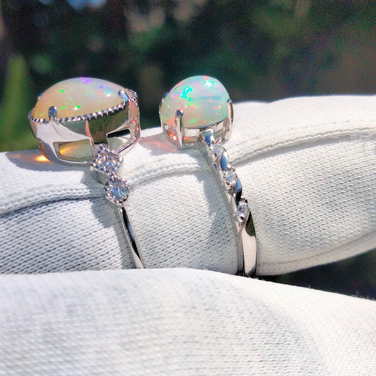 BEST SELLER ✨Last Set of TWO, 925 Sterling Silver Ethiopian Opal Dress Rings💍 – Adjustable Bands