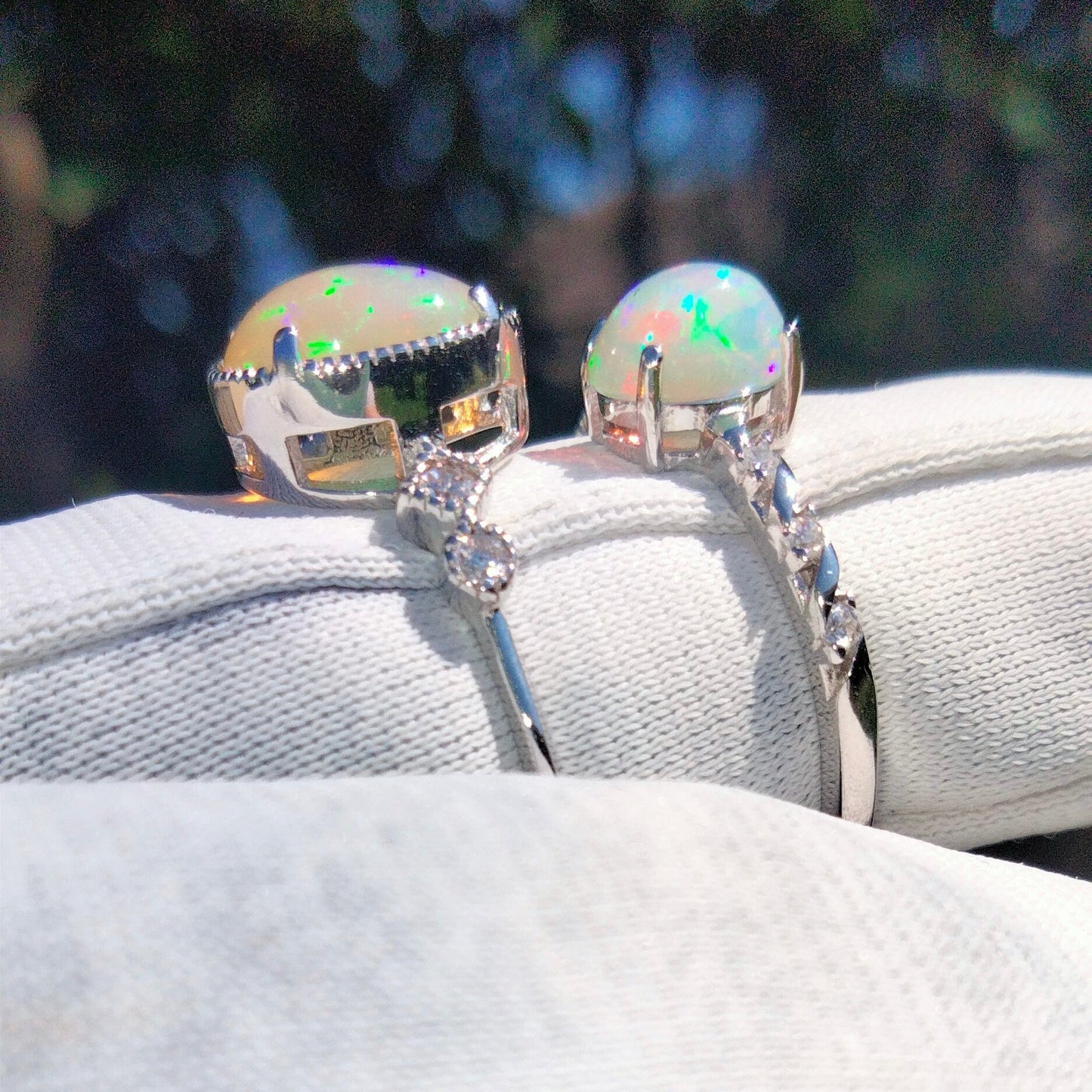 BEST SELLER ✨Last Set of TWO, 925 Sterling Silver Ethiopian Opal Dress Rings💍 – Adjustable Bands