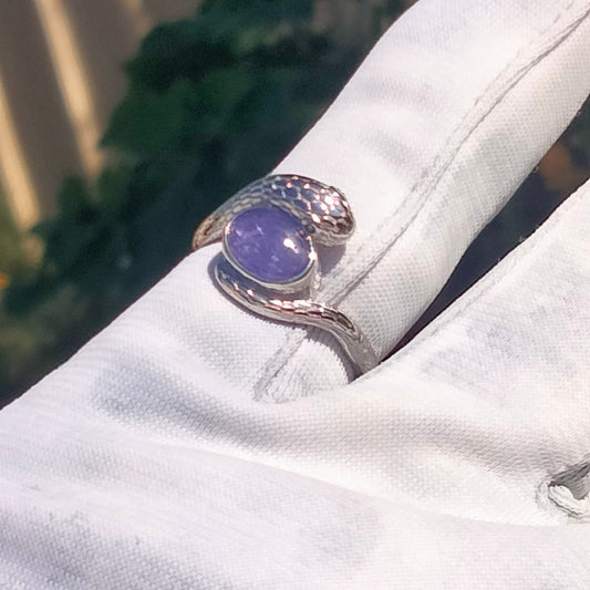 💍Genuine Tanzanite Blue Purple Zoisite Gemstone💎 on a 925 Sterling Silver Snake Ring