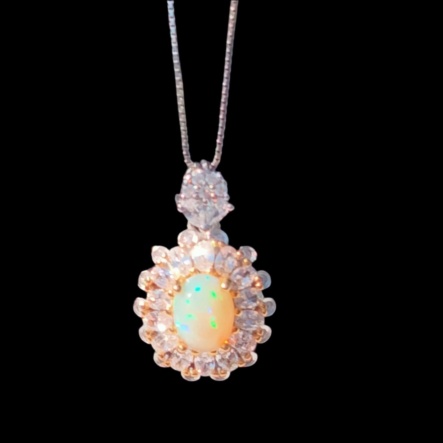 ✨ Beautiful Ethiopian Opal Pendant on Clear Quartz Crystals ✨