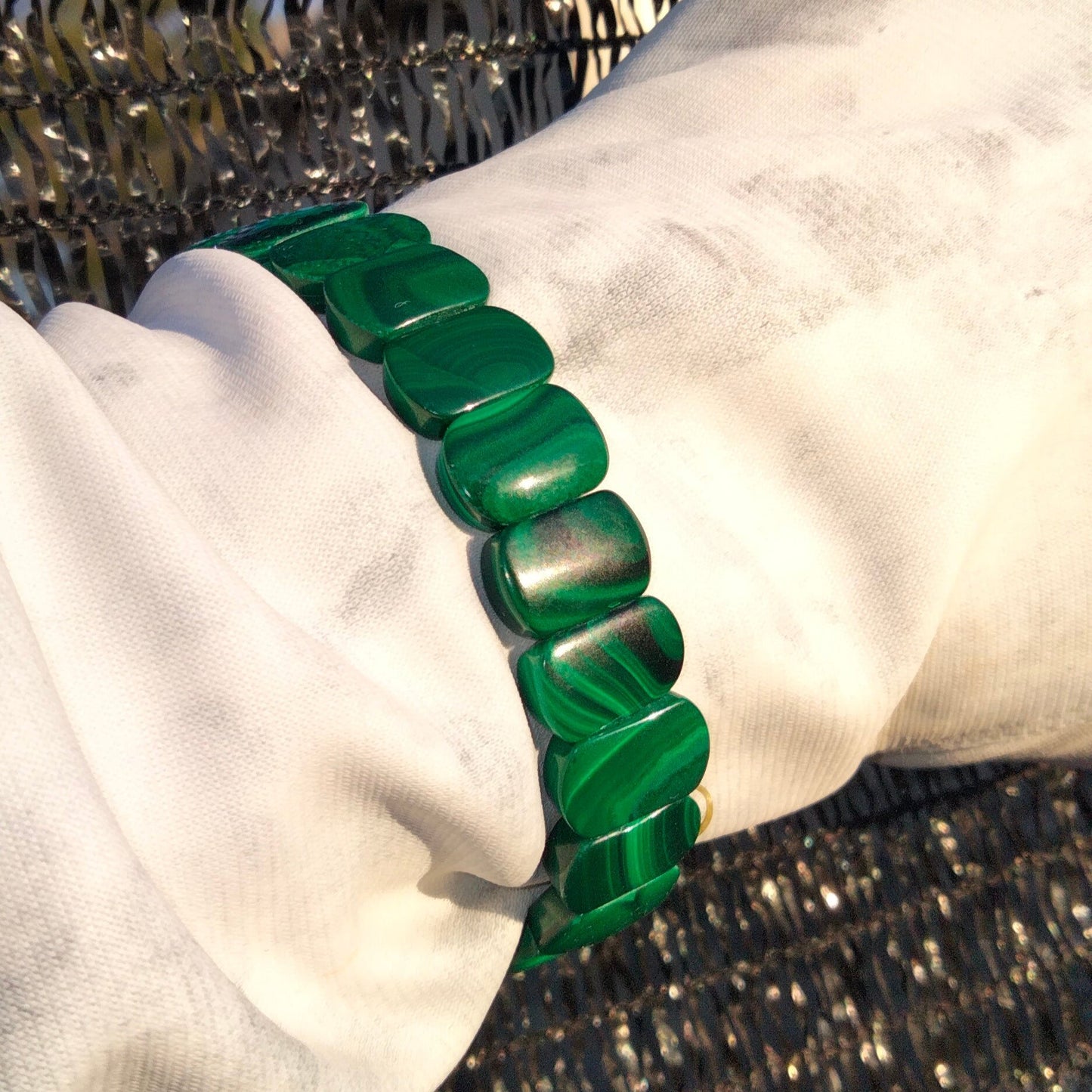 ✨Stunning Quality Malachite Copper Bracelet💚 on Stretchable Double Band.