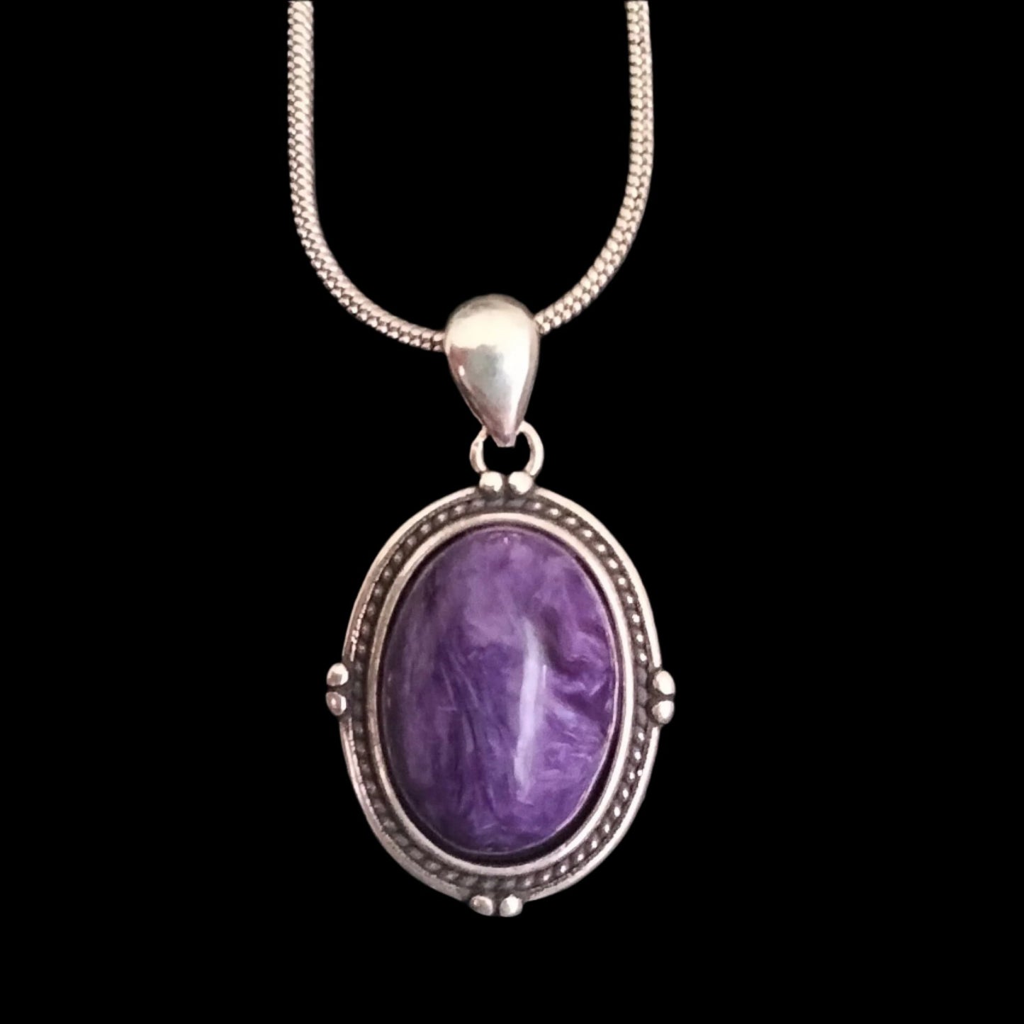 💜✨ Charoite Pendant on 925 Sterling Silver ✨💜Includes Chain.