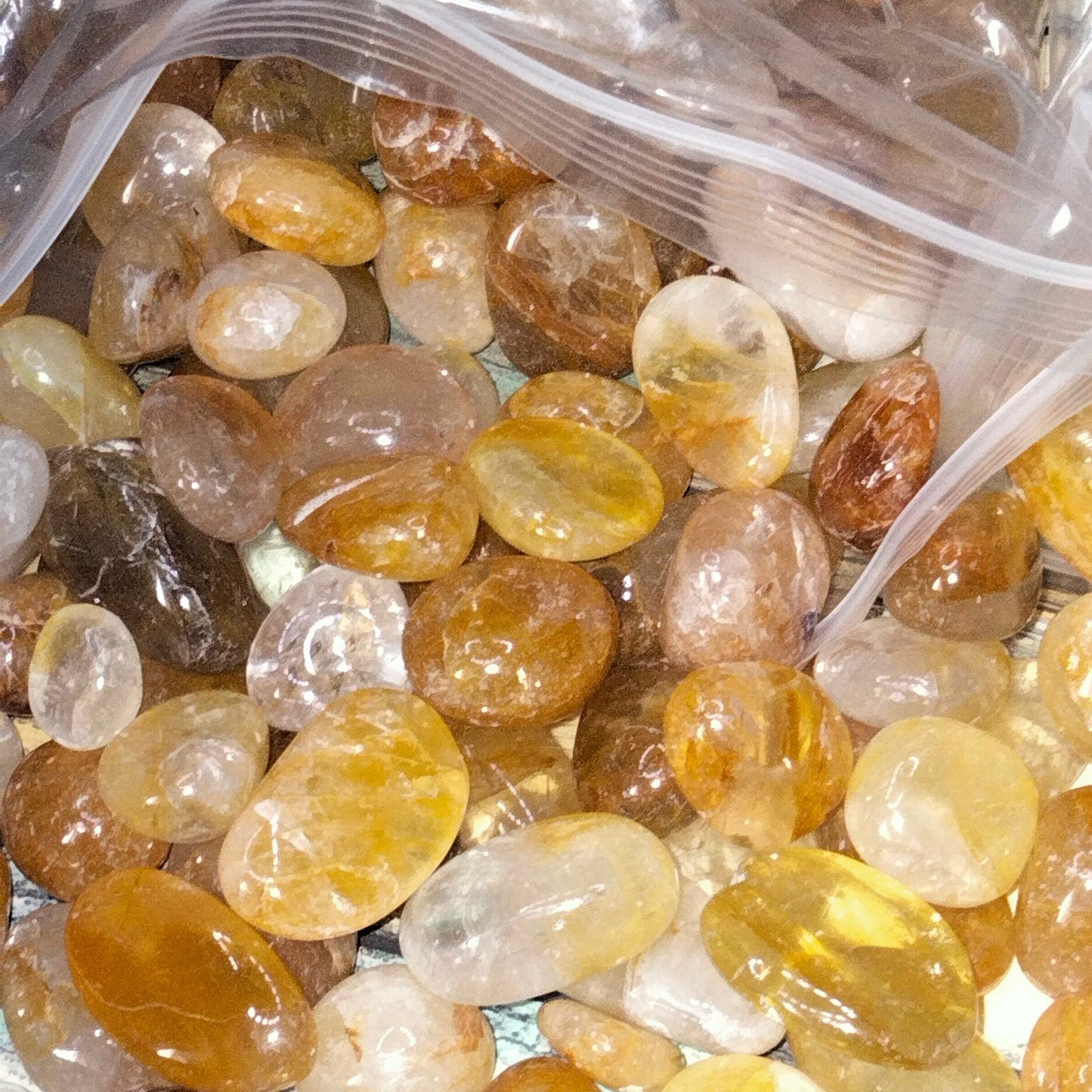 🌟💛 Stunning Golden Healer Quartz Tumble Stones (1-2 cm) with Rainbows 🌈✨