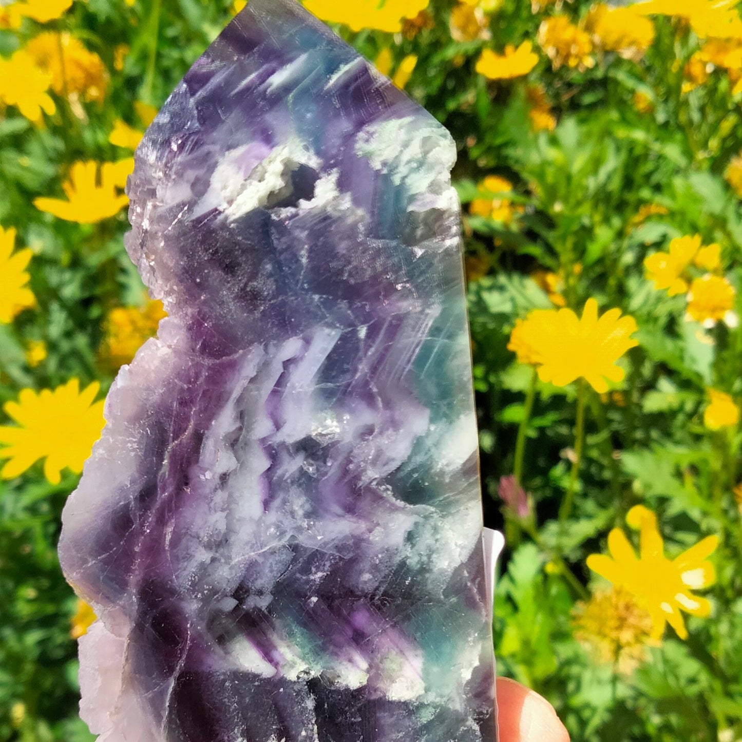 🌈 Rainbow White Feather Fluorite Raw & Polished Crystal 🌈