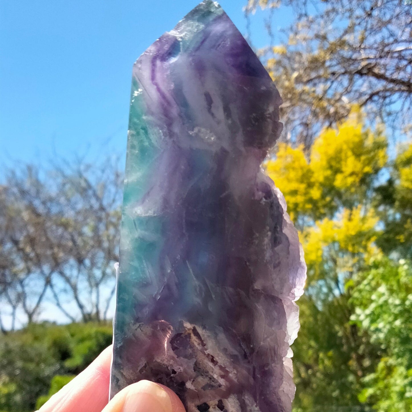 🌈 Rainbow White Feather Fluorite Raw & Polished Crystal 🌈