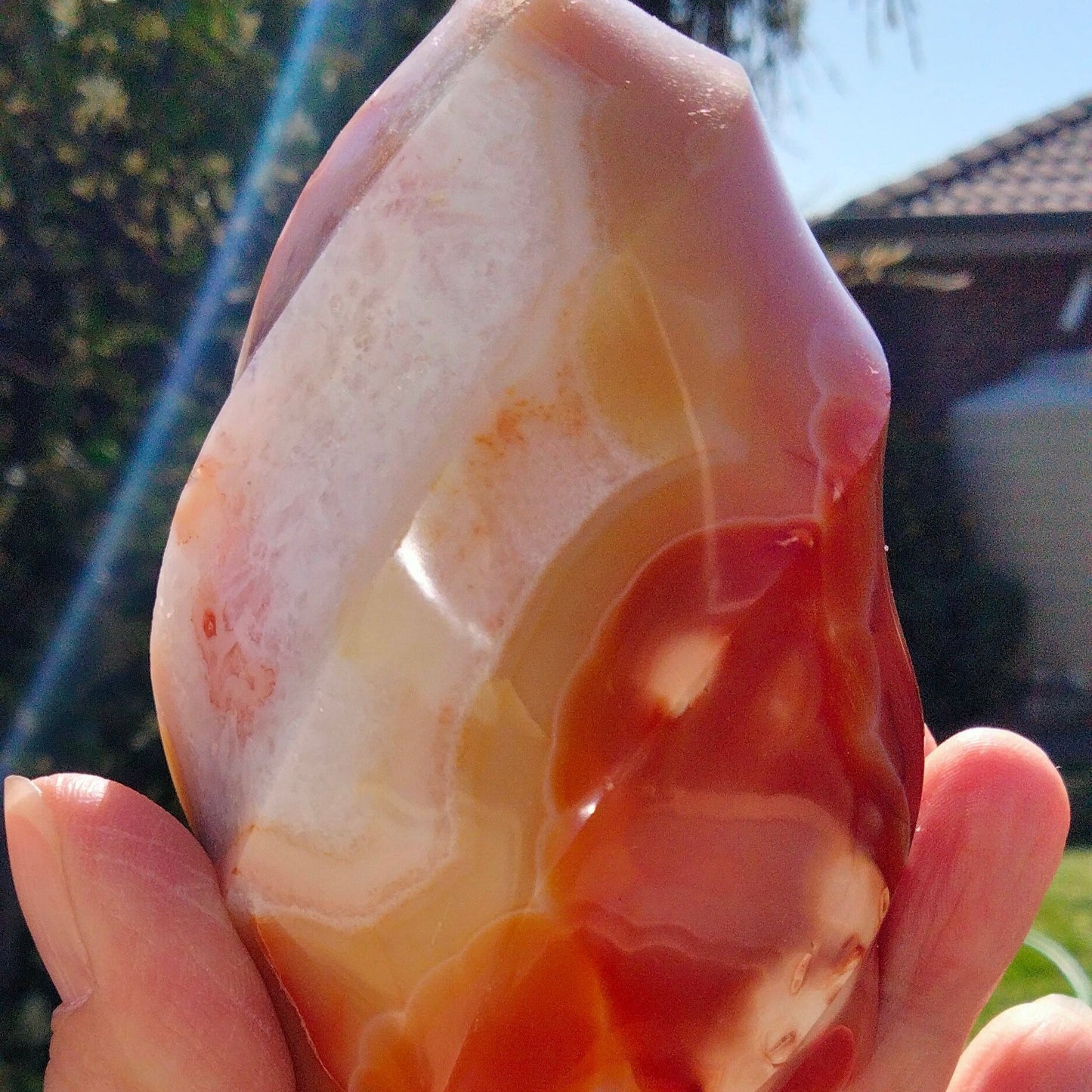 🔥Carnelian Crystal Flame with Beautiful Quartz within Agate🌟