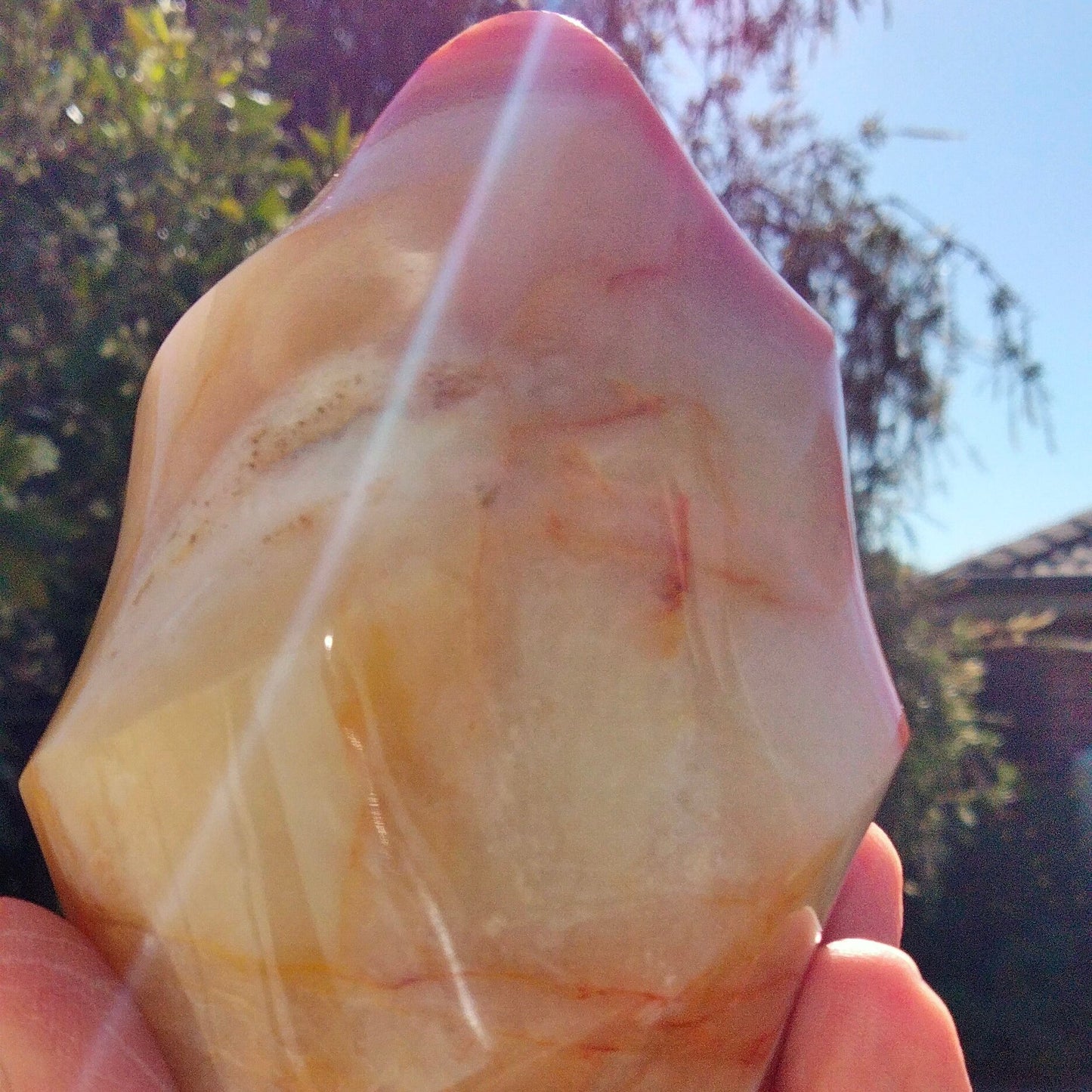 🔥Carnelian Agate Flame with Sparkling Quartz Banding✨