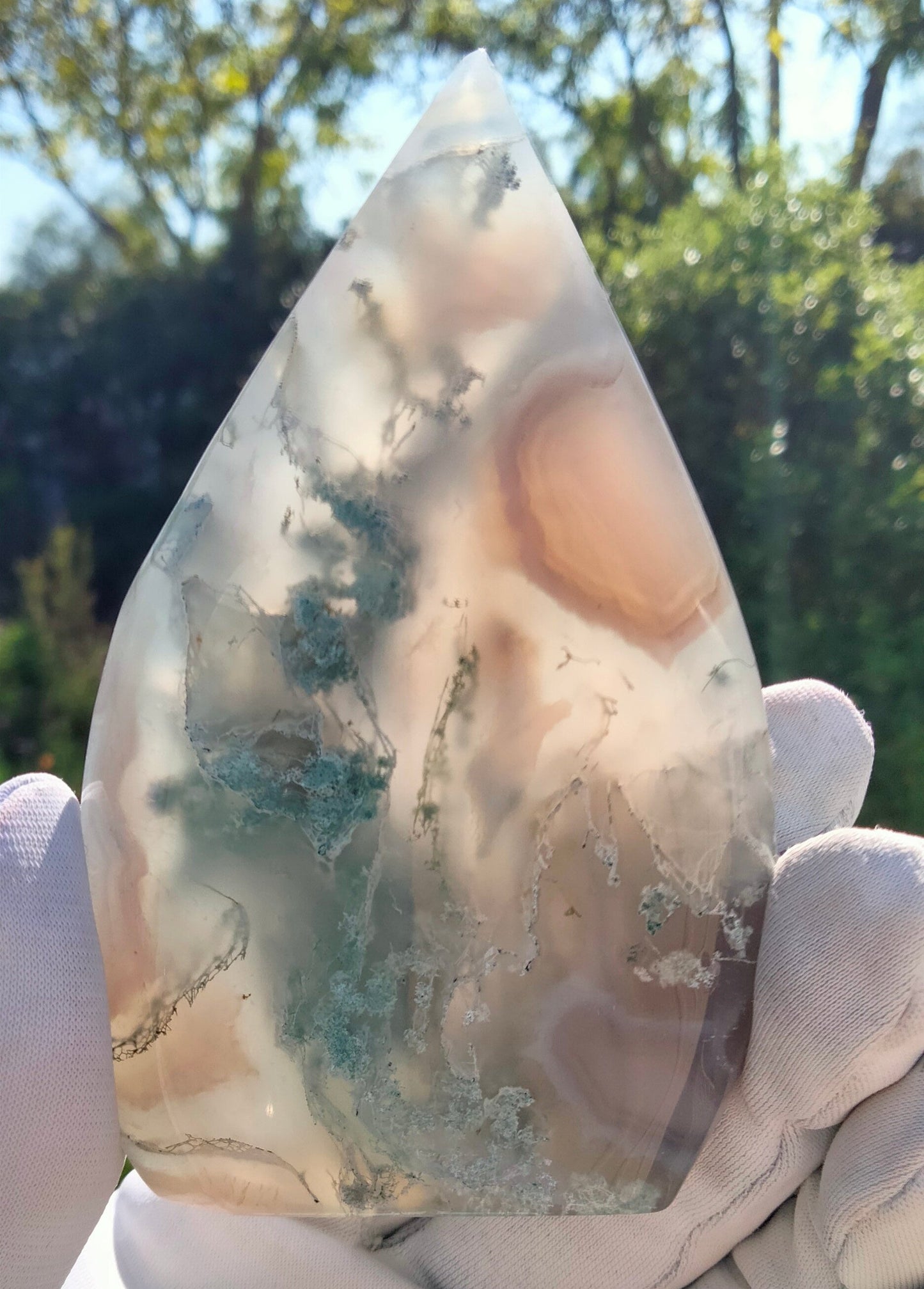 🌿 New Arrivals: Blue Lace Agate on Moss Agate Tear Drop Freeforms! 💙