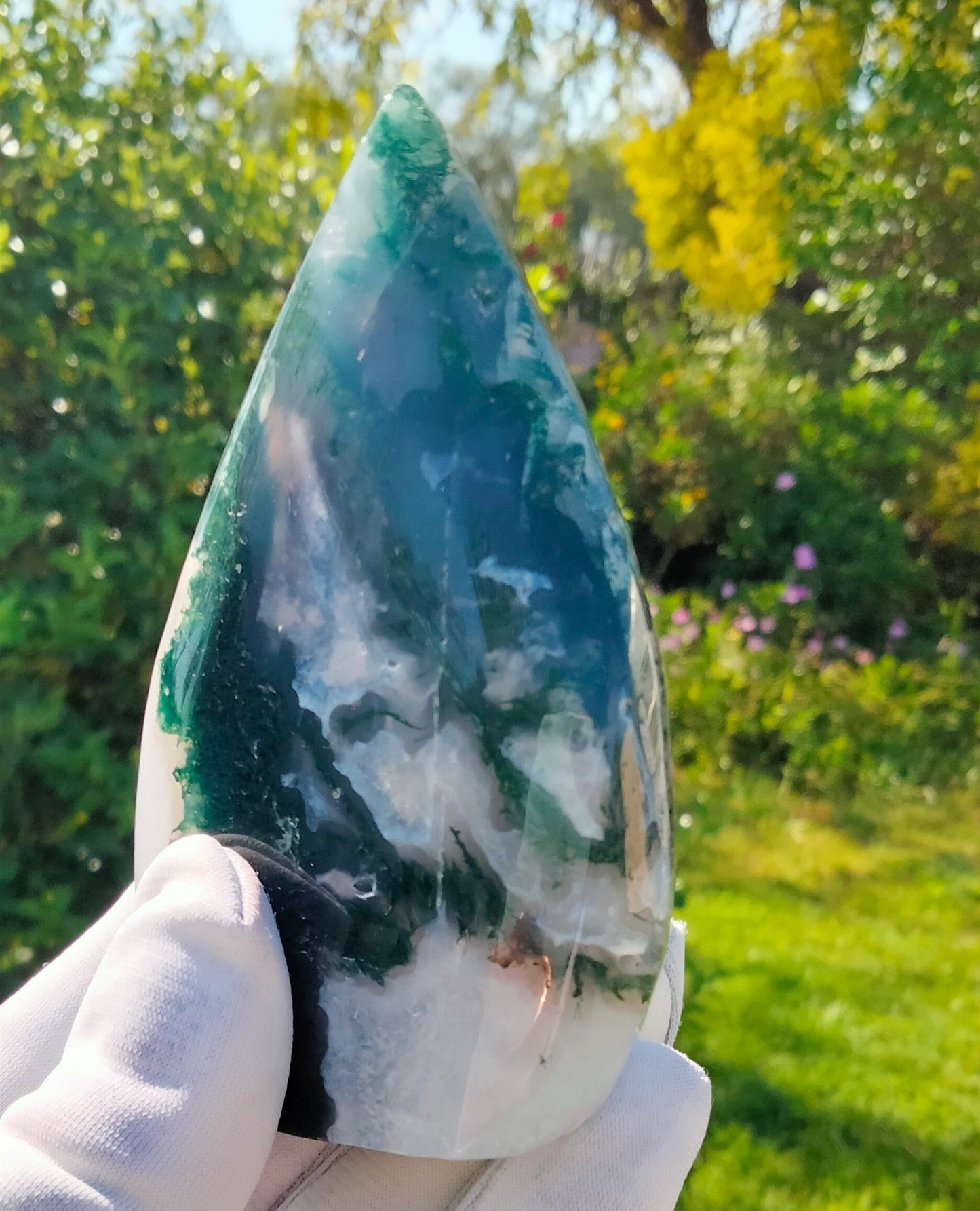 🌿💙 New Arrivals: Blue Lace Agate on Moss Agate Tear Drop Freeform 💙