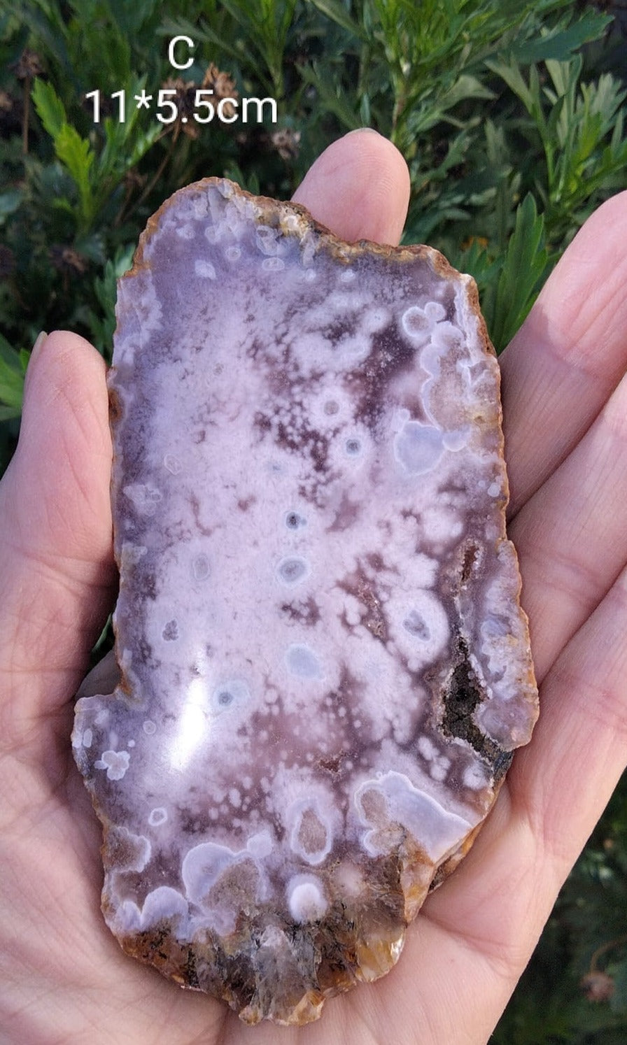 cherry blossom pink agate slices, free stand