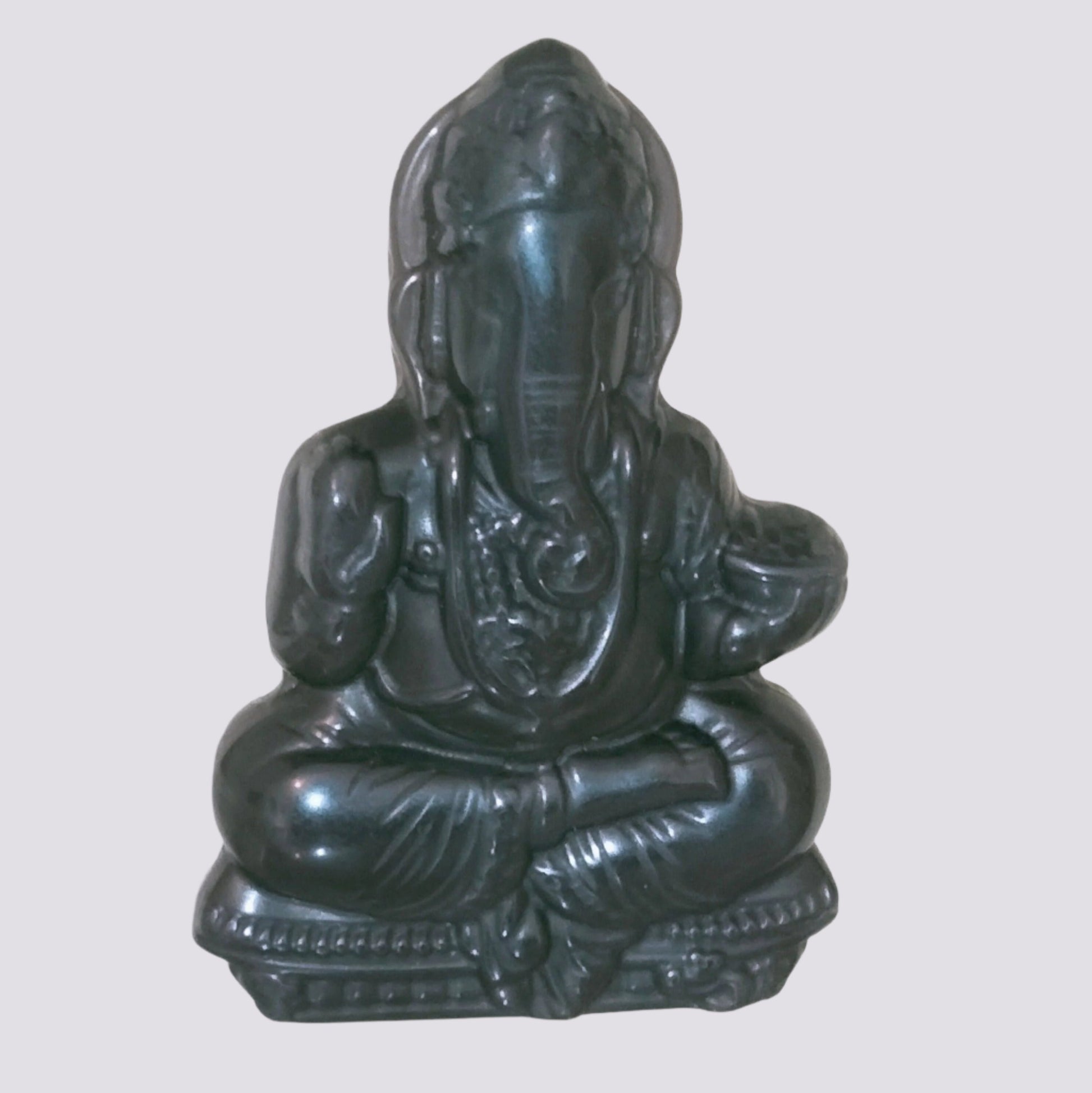 Rainbow pinkish/burgundy flash Obsidian carving of Ganesha