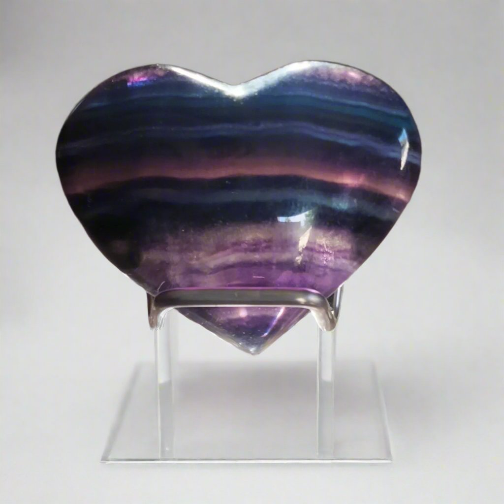 rainbow fluorite heart with rare blue