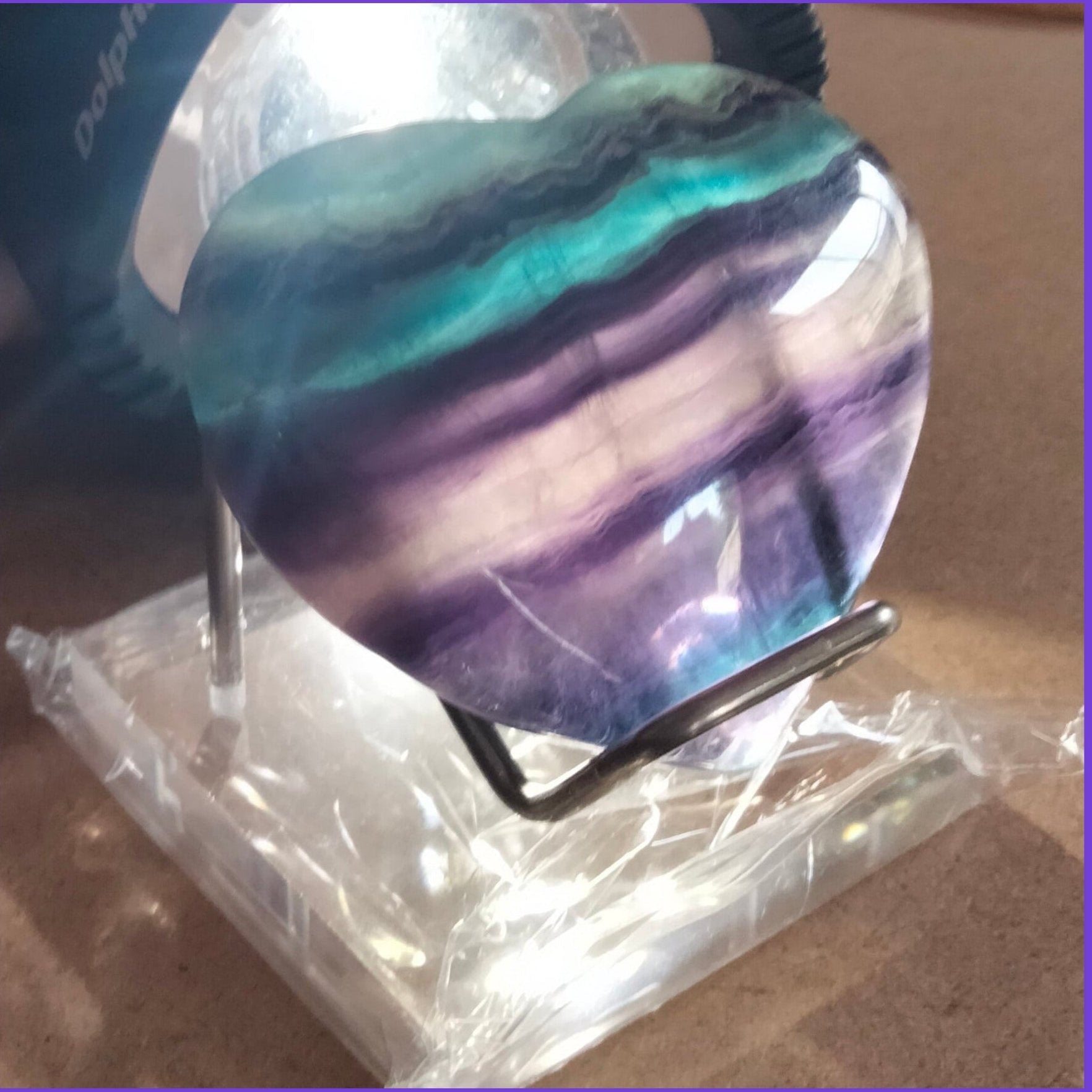 rainbow fluorite heart with rare blue