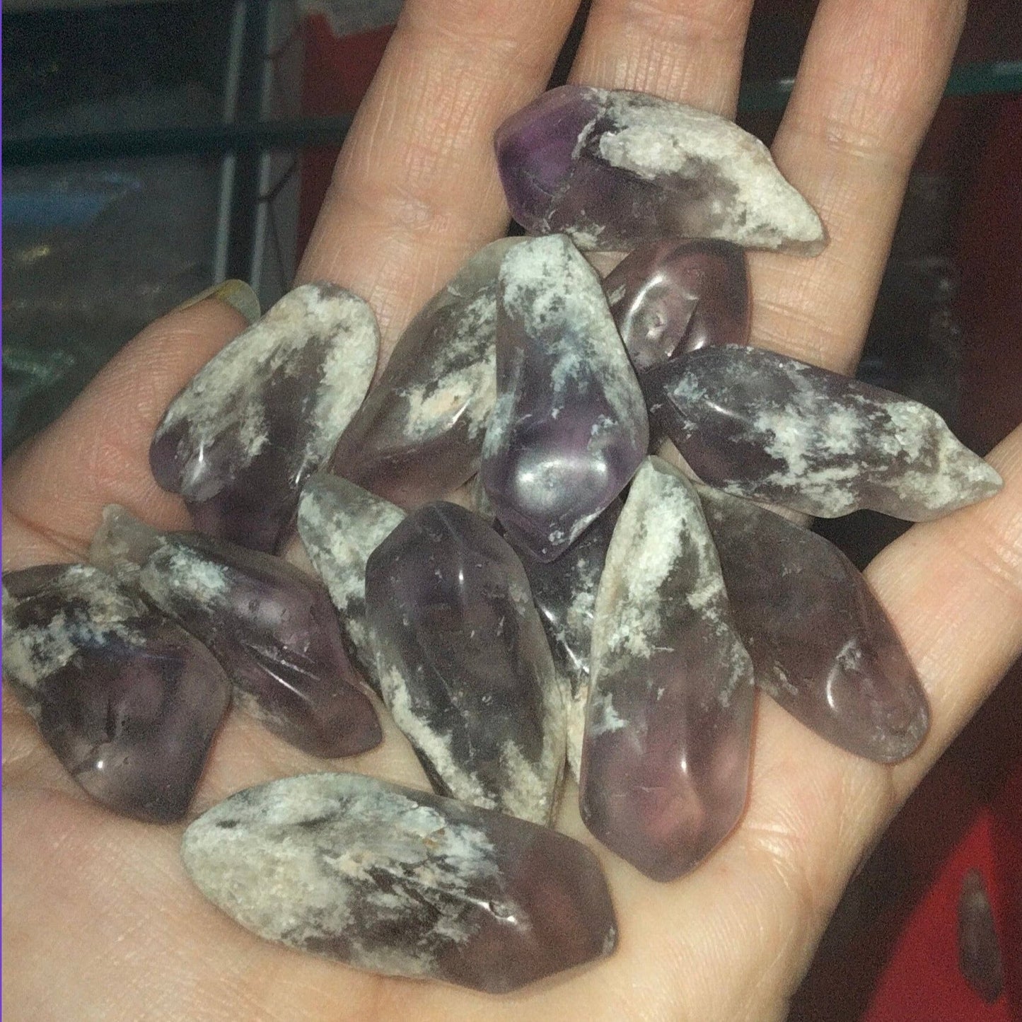 20 amethyst mini points in organza bag