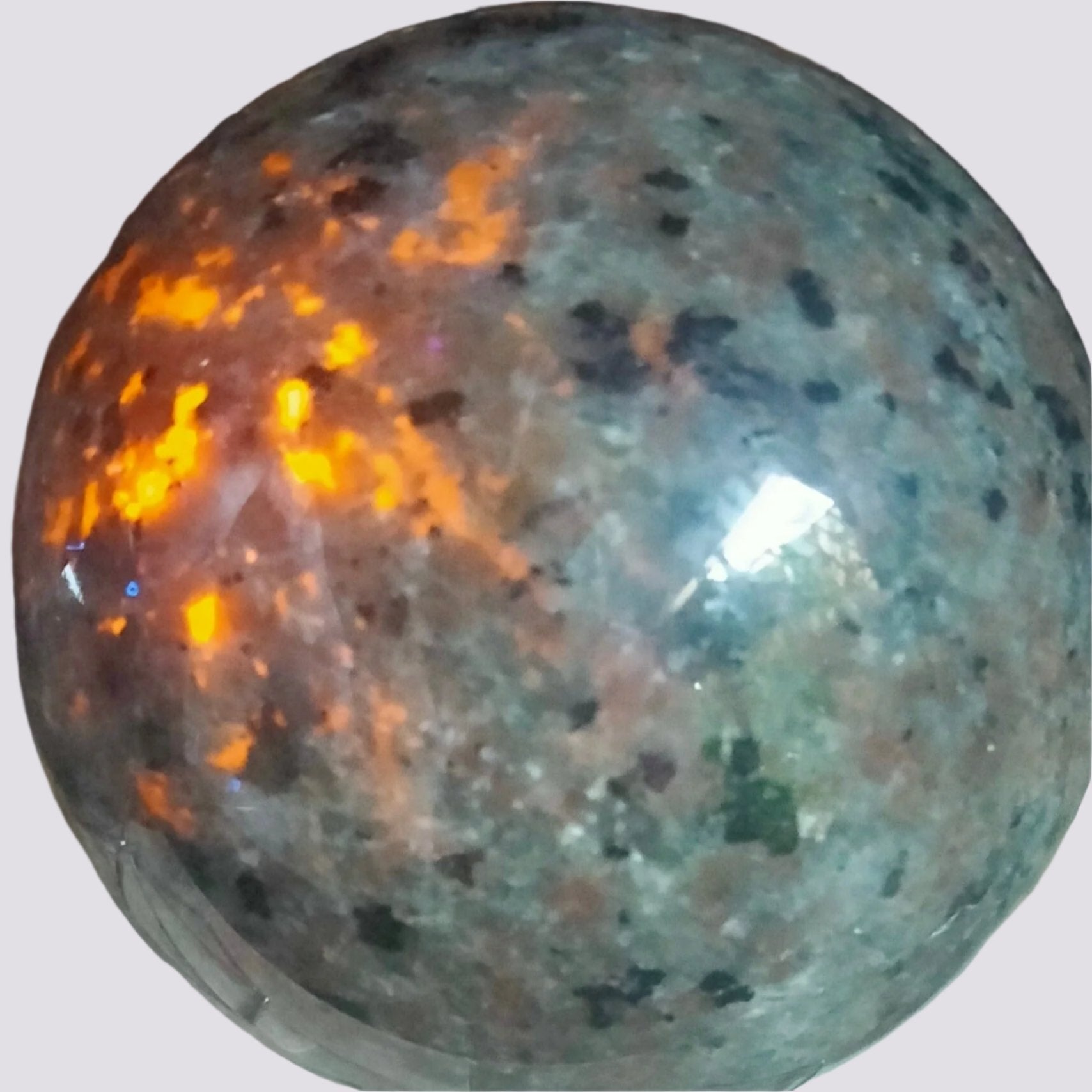 yooperlite sphere under UV light